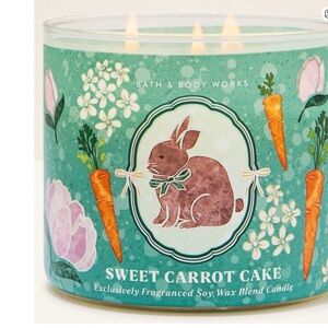 Bath & Body Works Sweet Carrot Cake 3-Wick Candle - Teal & Orange Accents